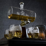 NNETM Skull Globe Wine Aerator Set with 4 Glasses