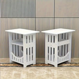 NNETM Plastic Side Table with Shelves - White