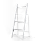 NNECW 4-Tier Wooden Wall Leaning Ladder Shelf for Bathroom Living Room-White