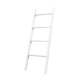 NNECW 4-Tier Wooden Wall Leaning Ladder Shelf for Bathroom Living Room-White