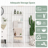 NNECW 4-Tier Wooden Wall Leaning Ladder Shelf for Bathroom Living Room-White