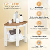 NNECW Corner Shower Bench Stool with Storage Shelf for Indoor/Outdoor Use-Coffee