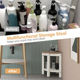 NNECW Corner Shower Bench Stool with Storage Shelf for Indoor/Outdoor Use-Coffee