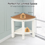 NNECW Corner Shower Bench Stool with Storage Shelf for Indoor/Outdoor Use-Coffee