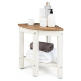 NNECW Corner Shower Bench Stool with Storage Shelf for Indoor/Outdoor Use-Coffee