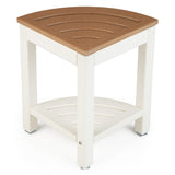 NNECW Corner Shower Bench Stool with Storage Shelf for Indoor/Outdoor Use-Coffee