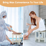 NNECW Corner Shower Bench Stool with Storage Shelf for Indoor/Outdoor Use-Coffee