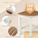 NNECW Corner Shower Bench Stool with Storage Shelf for Indoor/Outdoor Use-Coffee