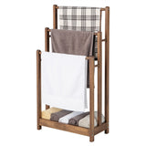 NNECW Freestanding Wood Towel Rack with Bottom Storage Shelf for Bathroom-Coffee