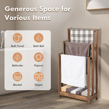 NNECW Freestanding Wood Towel Rack with Bottom Storage Shelf for Bathroom-Coffee