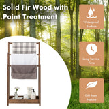 NNECW Freestanding Wood Towel Rack with Bottom Storage Shelf for Bathroom-Coffee