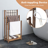 NNECW Freestanding Wood Towel Rack with Bottom Storage Shelf for Bathroom-Coffee
