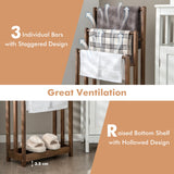 NNECW Freestanding Wood Towel Rack with Bottom Storage Shelf for Bathroom-Coffee