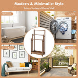 NNECW Freestanding Wood Towel Rack with Bottom Storage Shelf for Bathroom-Coffee