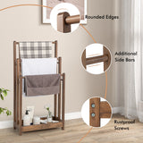 NNECW Freestanding Wood Towel Rack with Bottom Storage Shelf for Bathroom-Coffee