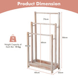 NNECW Freestanding Wood Towel Rack with Bottom Storage Shelf for Bathroom-White