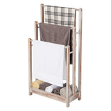 NNECW Freestanding Wood Towel Rack with Bottom Storage Shelf for Bathroom-White