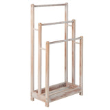 NNECW Freestanding Wood Towel Rack with Bottom Storage Shelf for Bathroom-White