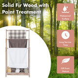 NNECW Freestanding Wood Towel Rack with Bottom Storage Shelf for Bathroom-White
