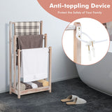 NNECW Freestanding Wood Towel Rack with Bottom Storage Shelf for Bathroom-White