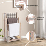 NNECW Freestanding Wood Towel Rack with Bottom Storage Shelf for Bathroom-White