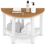 NNECW 2-Tier Shower Bench with Semicircular Seat & Storage Shelf