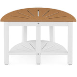 NNECW 2-Tier Shower Bench with Semicircular Seat & Storage Shelf