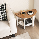 NNECW 2-Tier Shower Bench with Semicircular Seat & Storage Shelf