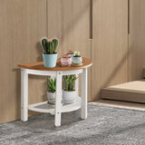 NNECW 2-Tier Shower Bench with Semicircular Seat & Storage Shelf