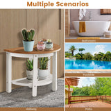NNECW 2-Tier Shower Bench with Semicircular Seat & Storage Shelf