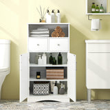 NNECW Bathroom Floor Cabinet with 2 Adjustable Shelves for Bathroom-White
