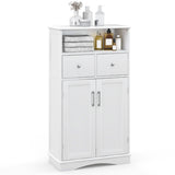 NNECW Bathroom Floor Cabinet with 2 Adjustable Shelves for Bathroom-White