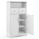NNECW Bathroom Floor Cabinet with 2 Adjustable Shelves for Bathroom-White