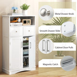 NNECW Bathroom Floor Cabinet with 2 Adjustable Shelves for Bathroom-White