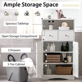 NNECW Bathroom Floor Cabinet with 2 Adjustable Shelves for Bathroom-White