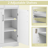 NNECW Bathroom Floor Cabinet with 2 Adjustable Shelves for Bathroom-White