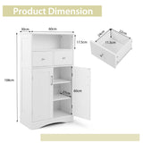 NNECW Bathroom Floor Cabinet with 2 Adjustable Shelves for Bathroom-White