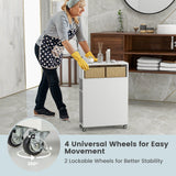 NNECW Slim Bathroom Storage Cabinet Movable with 2 Drawers-White