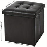 NNETM Storage Faux Leather Folding Stool