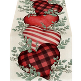 NNETM Eucalyptus Hearts & Leaves Printed Linen Table Runner(33.02*274.32cm)