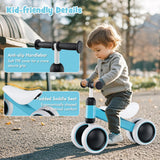 NNECW Baby Balance Training Bike with 4 Wheels for Infant-Blue