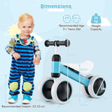 NNECW Baby Balance Training Bike with 4 Wheels for Infant-Blue