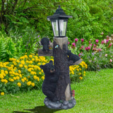 NNETM Solar Resin Bear Statue with LED Lights