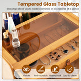 NNECW Bamboo Makeup Vanity Table with Mirror and 2 Storage Drawers