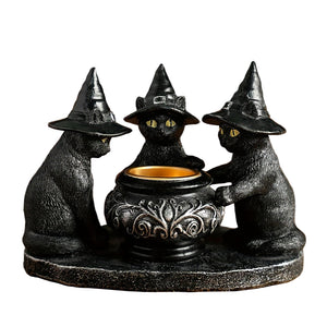NNETM Halloween Witch Cat Sculpture Figurine