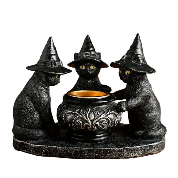 NNETM Halloween Witch Cat Sculpture Figurine