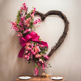 NNETM Heart-Shaped Floral Wreath Door Hanging