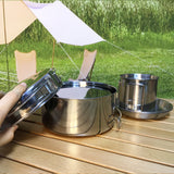 NNETM 8-Piece Stainless Steel Camping Cookware Set