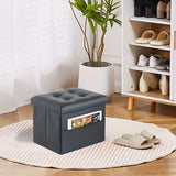 NNETM Black PU Leather Storage Ottoman: Folding Foot Stool with Thicker Foam