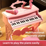 NNETM Pink Electronic Piano for Kids with Microphone